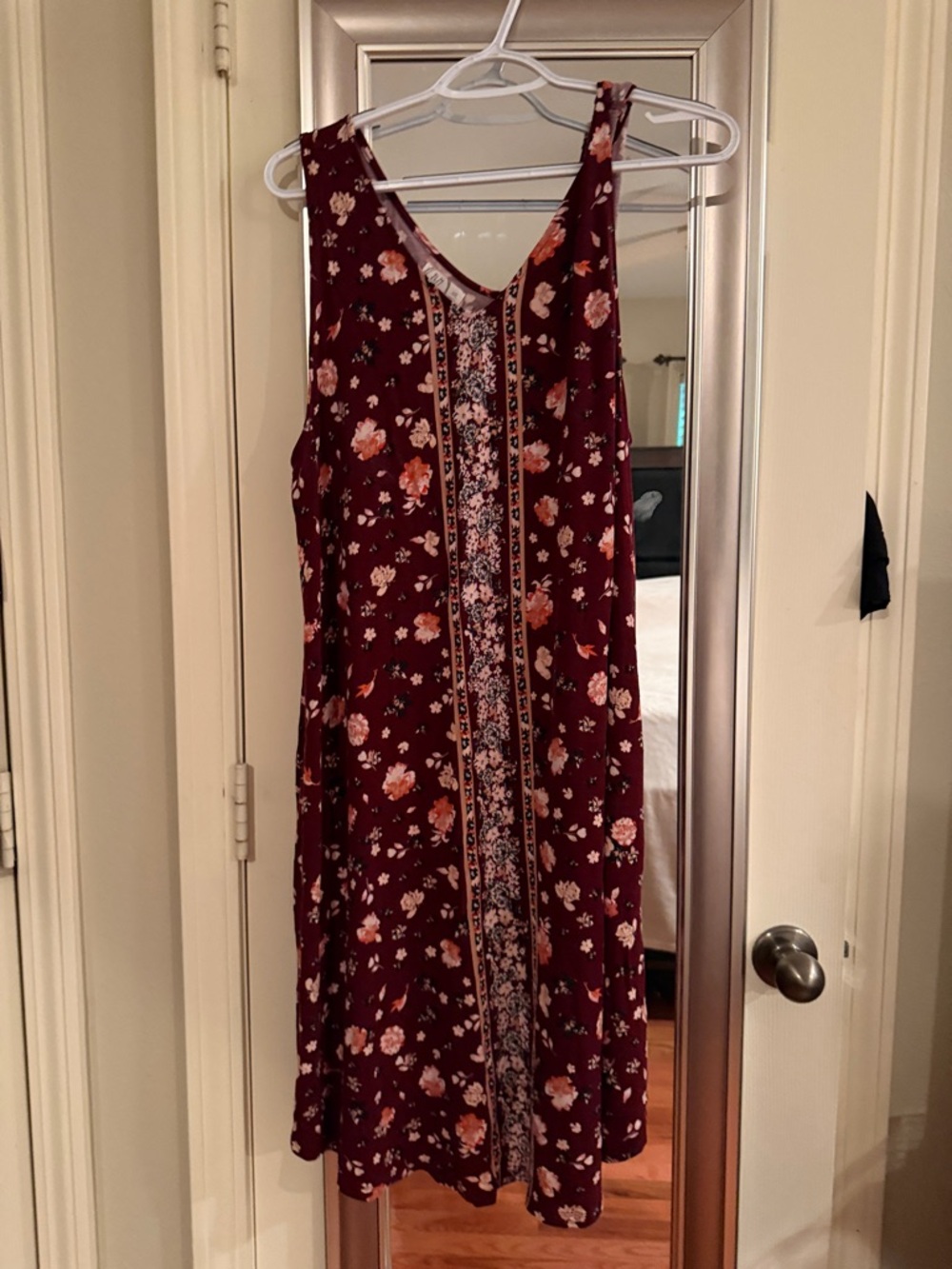 Maurices Burgundy Floral Midi Dress